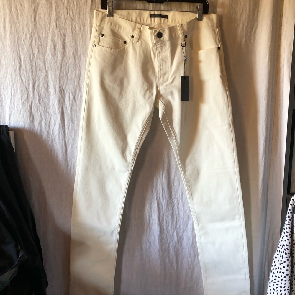 Nwt John Varvatos China White Denim Jeans Cotton 5 Pocket Zipper 33reg